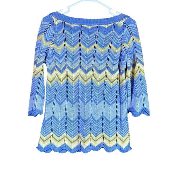 Burgess Blue and Yellow Silk Blend Sweater Size Medium - Picture 2 of 8